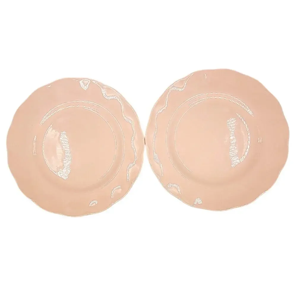 Grindley‎ Peach Petal Pink Dessert Plates Set of 2 Wavy Rim Vintage Cottage 2-3